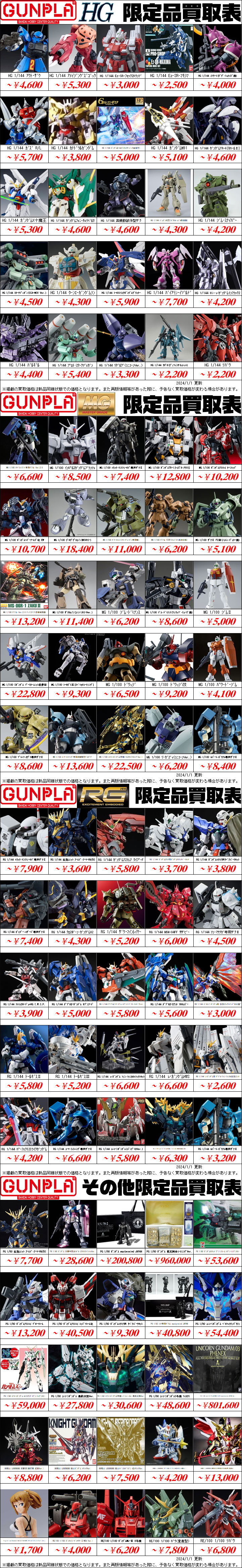 ガンプラ買取】限定ガンプラ買取価格表-買取なら茨城鑑定団神栖店